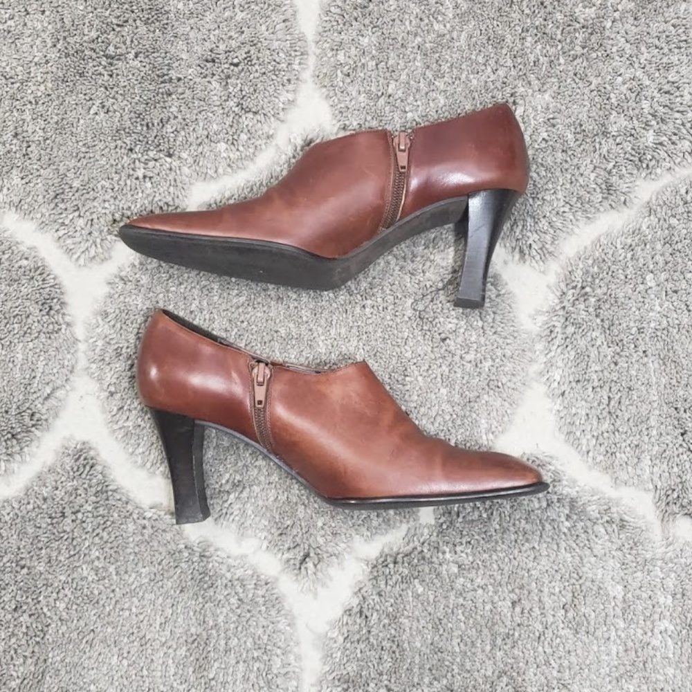 Sesto Meucci Brown Leather Ankle Booties Size 7M
